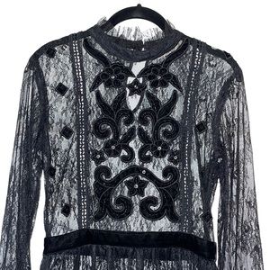 Zara Black Floral Lace Small Dress